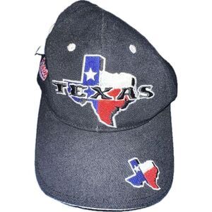 Vintage Linear Designs Texas Black Hat Cap Adjustable Strap‎ Back Trucker